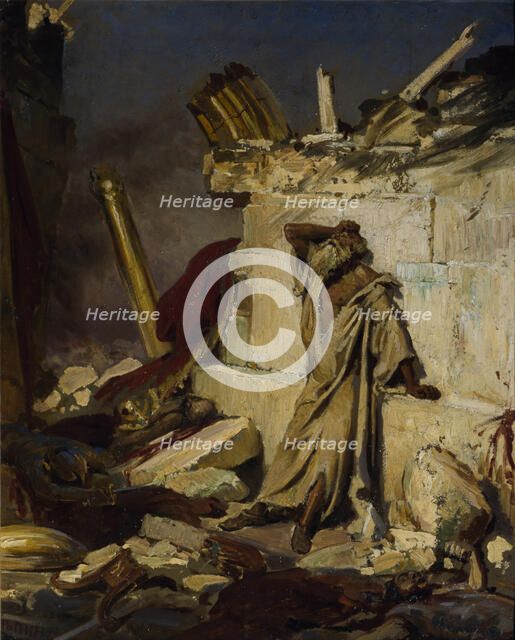 Jeremiah lamenting the Destruction of Jerusalem, 1870. Artist: Repin, Ilya Yefimovich (1844-1930)