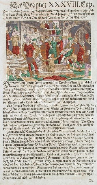 Jeremiah Lifted off the Cistern, 16th century. Creator: Jost Ammon.