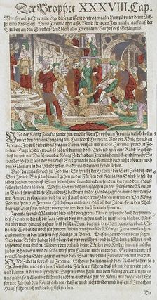 Jeremiah Lifted off the Cistern, 16th century. Creator: Jost Ammon