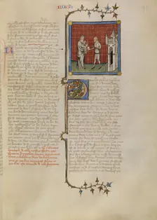Jeremiah Sending a Message to the Jews Held Captive in Babylon, about 1360-1370. Creator: Master of Jean de Mandeville