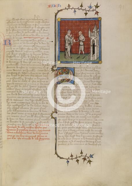 Jeremiah Sending a Message to the Jews Held Captive in Babylon, about 1360-1370. Creator: Master of Jean de Mandeville.