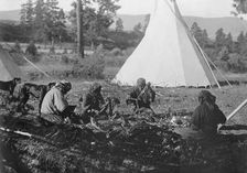 Jerking meat-Flathead, c1910. Creator: Edward Sheriff Curtis