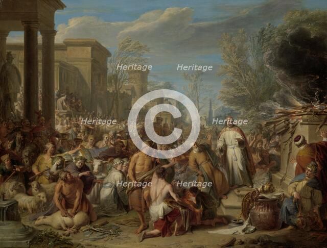 Jeroboam Sacrificing to the Idols, c.1704-c.1744. Creator: Jacques Ignatius de Roore.