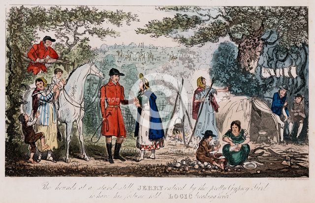 Jerry having his hand read by a gypsy, c1828. Artist: Isaac Robert Cruikshank