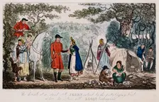Jerry having his hand read by a gypsy, c1828. Artist: Isaac Robert Cruikshank