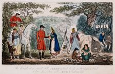 Jerry having his hand read by a gypsy, c1828. Artist: Isaac Robert Cruikshank