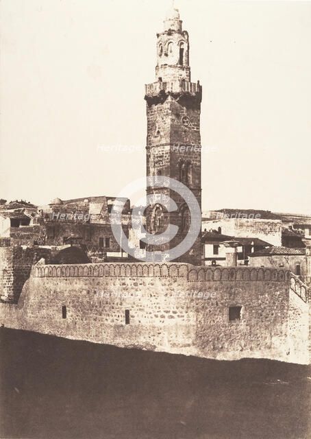 Jérusalem, Minaret de l'ancienne mosquée d'Abd-es-Samed, 1854. Creator: Auguste Salzmann.