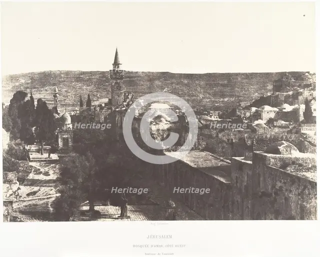 Jérusalem, Mosquée d'Omar, côté Ouest, Intérieur de l'enceinte, 1854. Creator: Auguste Salzmann.