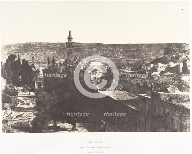 Jérusalem, Mosquée d'Omar, côté Ouest, Intérieur de l'enceinte, 1854. Creator: Auguste Salzmann.