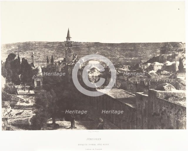 Jérusalem, Mosquée d'Omar, côté Ouest, Intérieur de l'enceinte, 1854. Creator: Auguste Salzmann.
