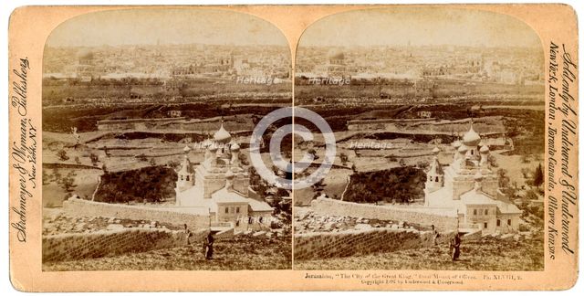 Jerusalem, as seen from the Mount of Olives, Palestine, 1897.Artist: Underwood & Underwood