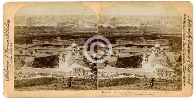 Jerusalem, as seen from the Mount of Olives, Palestine, 1897.Artist: Underwood & Underwood