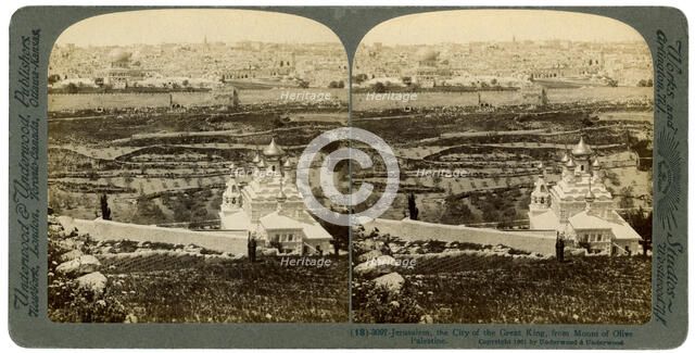 Jerusalem, as seen from the Mount of Olives, Palestine, 1901.Artist: Underwood & Underwood