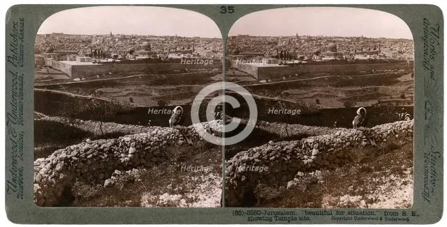 Jerusalem, as seen from the south-east, showing the site of the temple, Palestine, 1900s.Artist: Underwood & Underwood