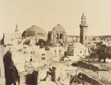 Jérusalem. état actuel du dôme, du St. Sépulcre et Minaret d'Omar, 1860 or later. Creator: Louis de Clercq