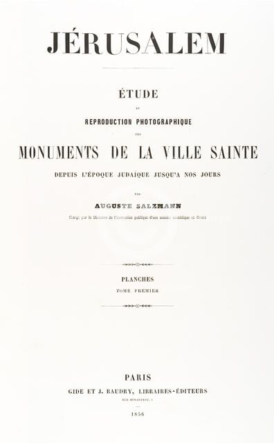 Jerusalem, Etude et reproduction photographique des monuments de la ville sa..., 1854, printed 1856. Creator: Auguste Salzmann.