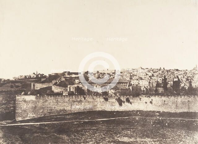Jérusalem, Enceinte du Temple, Vue générale de la face Est, Pl. 1, 1854. Creator: Auguste Salzmann.