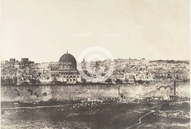 Jérusalem, Enceinte du Temple, Vue générale de la face Est, Pl. 2, 1854. Creator: Auguste Salzmann.