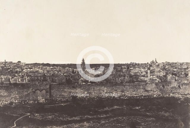 Jérusalem, Enceinte du Temple, Vue générale de la face Est, Pl. 3, 1854. Creator: Auguste Salzmann.