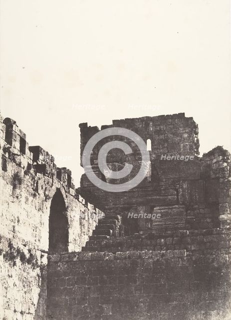 Jérusalem, Enceinte du Temple, Face Nord de l'angle Nord-Est, 1854. Creator: Auguste Salzmann.