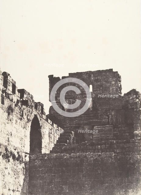 Jérusalem, Enceinte du Temple, Face Nord de l'angle Nord-Est, 1854. Creator: Auguste Salzmann.