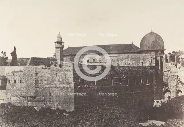 Jérusalem, Enceinte du Temple, Face sud de l'angle Sud-Est, 1854. Creator: Auguste Salzmann.