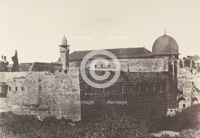 Jérusalem, Enceinte du Temple, Face sud de l'angle Sud-Est, 1854. Creator: Auguste Salzmann.