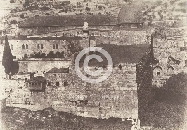 Jérusalem, Enceinte du Temple, Mosquée El-Aksa, angle Sud-Ouest, 1854. Creator: Auguste Salzmann.