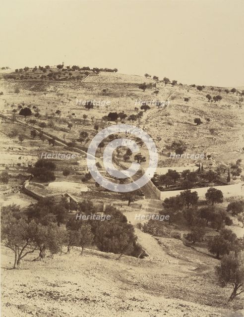 Jérusalem. (Environs) Jardin Gethsemani et Mont des Oliviers, 1860 or later. Creator: Louis de Clercq.