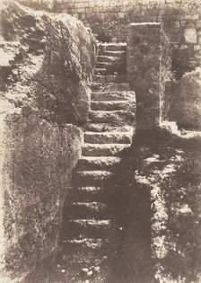 Jérusalem, Escalier antique taillé dans le roc, conduisant à l'ancienne Porte du Fumier, 1854. Creator: Auguste Salzmann