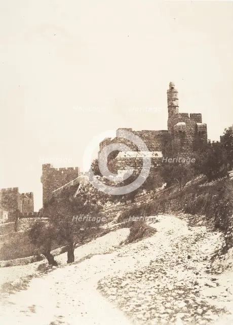 Jérusalem, Forteresse de David (citadelle), Face Ouest, 1854. Creator: Auguste Salzmann.
