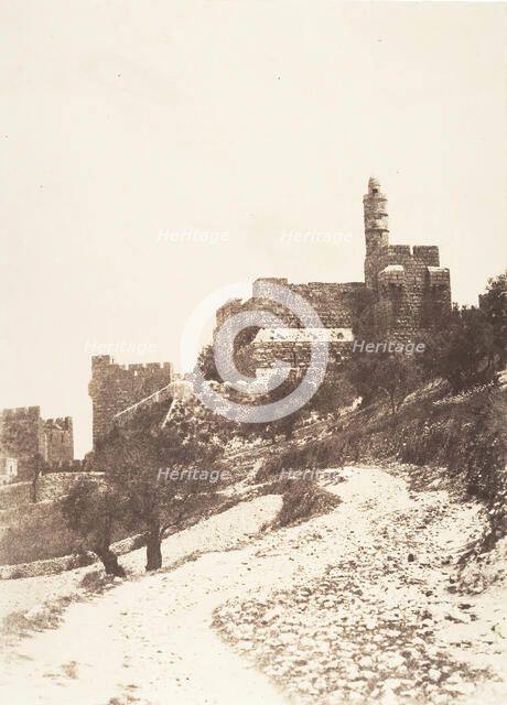 Jérusalem, Forteresse de David (citadelle), Face Ouest, 1854. Creator: Auguste Salzmann.