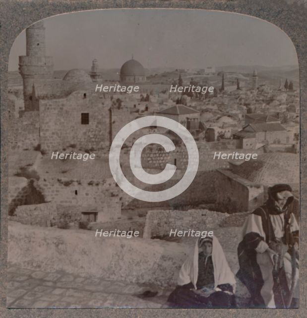 'Jerusalem from School over mosque, showing Tower of Antonio', c1900. Artist: Unknown.