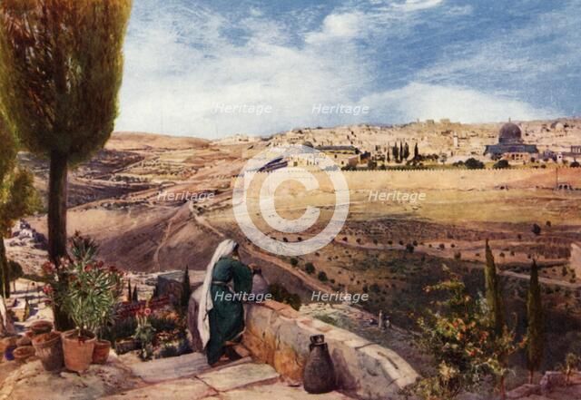 'Jerusalem from  the Mount of Olives where Christ wept over the City', 1902. Creator: John Fulleylove.