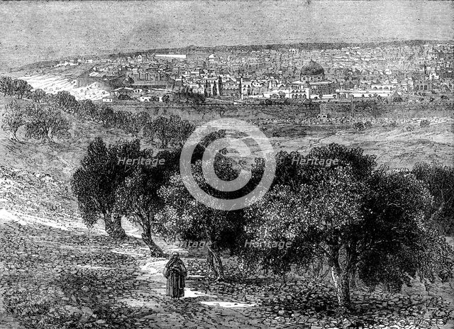 Jerusalem from the Mount of Olives - from a photograph by Mr. F. Bedford..., 1862. Creator: Mason Jackson.
