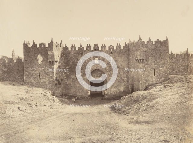 Jérusalem. Porte de Damas ou des colonnes (Bab-el-Ahmoud), 1860 or later. Creator: Louis de Clercq.