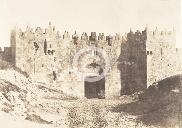 Jérusalem, Porte de Damas, Vue extérieure, 1854. Creator: Auguste Salzmann.