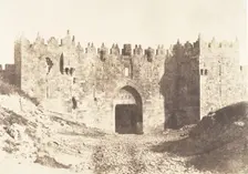 Jérusalem, Porte de Damas, Vue extérieure, 1854. Creator: Auguste Salzmann