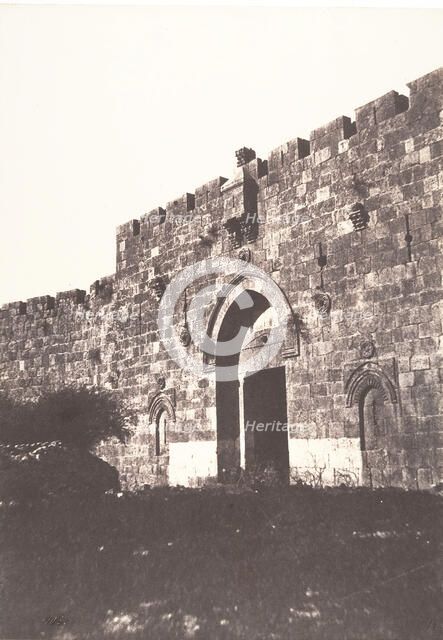 Jérusalem, Porte de David, Vue extérieure, 1854. Creator: Auguste Salzmann.