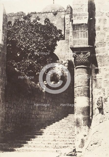 Jérusalem, Saint-Sépulcre, Colonne du parvis, 1854. Creator: Auguste Salzmann.