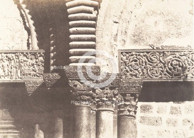 Jérusalem, Saint Sépulcre, détails des chapiteaux, 1854. Creator: Auguste Salzmann.