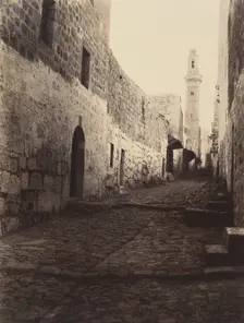 Jérusalem. Une rue de Jérusalem et entrée du Grand Couvent, 1860 or later. Creator: Louis de Clercq