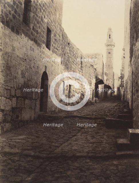 Jérusalem. Une rue de Jérusalem et entrée du Grand Couvent, 1860 or later. Creator: Louis de Clercq.