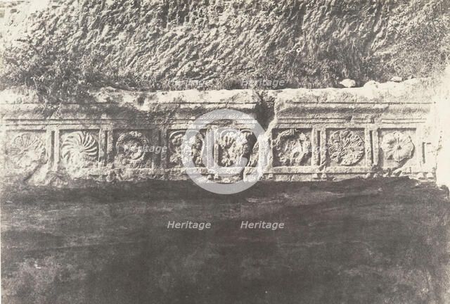 Jérusalem, Vallée de Hinnom, Détails de la frise de la retraite des Apôtres, 1854. Creator: Auguste Salzmann.