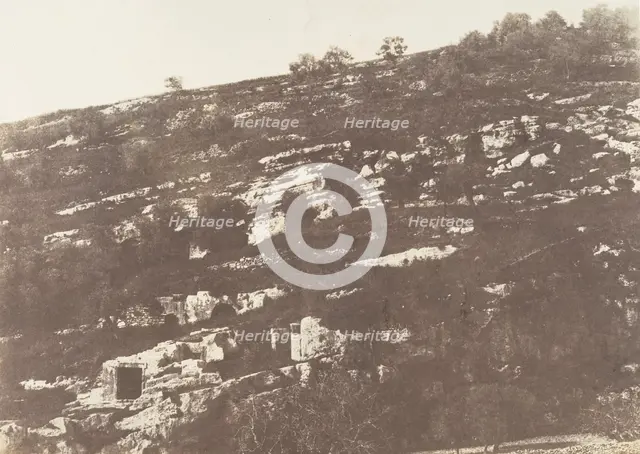 Jérusalem, Vallée de Hinnom, Détails du flanc droit, 1, 1854. Creator: Auguste Salzmann.