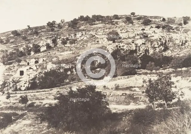 Jérusalem, Vallée de Hinnom, Ensemble du flanc droit, 1854. Creator: Auguste Salzmann.