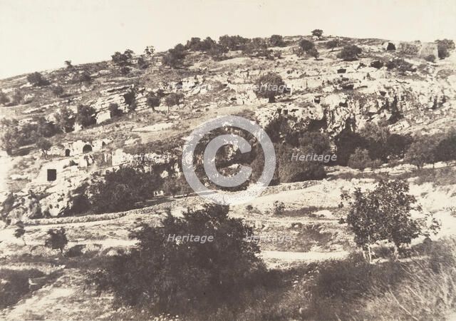 Jérusalem, Vallée de Hinnom, Ensemble du flanc droit, 1854. Creator: Auguste Salzmann.