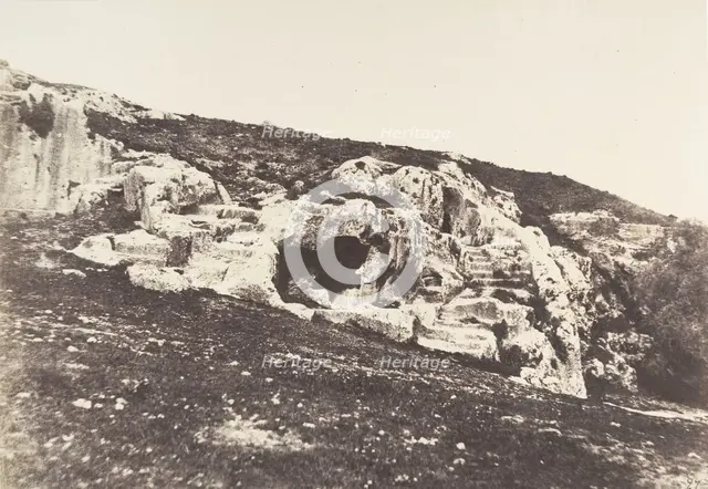 Jérusalem, Vallée de Hinnom, Tombeaux antiques, 1854. Creator: Auguste Salzmann.