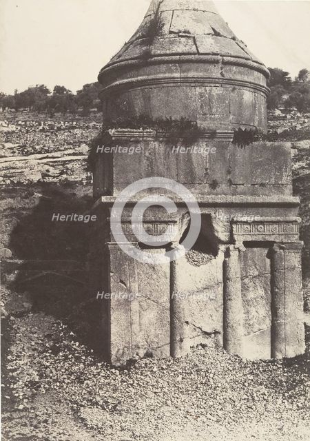 Jérusalem, Vallée de Josaphat, Détails du Tombeau d'Absalom, 1854. Creator: Auguste Salzmann.