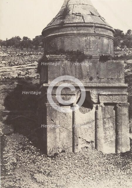 Jérusalem, Vallée de Josaphat, Détails du Tombeau d'Absalom, 1854. Creator: Auguste Salzmann.